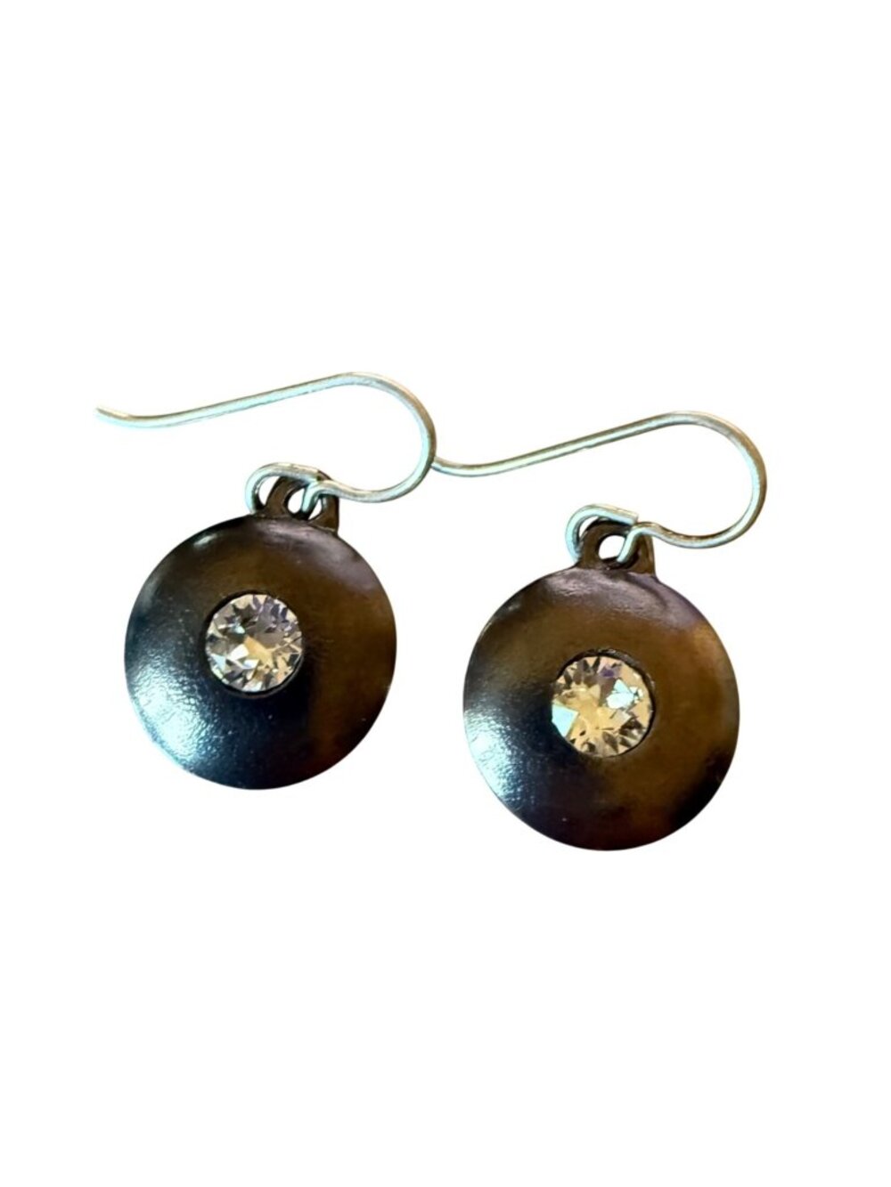 Rook + Crow by Patricia Locke Round Gunmetal Tone Crystal Earrings